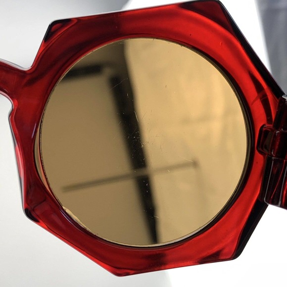 DIM MAK Sunglasses mod. LGHT/YRS Red Octagon Gold Mirrored Oversized Shades - Picture 8 of 9